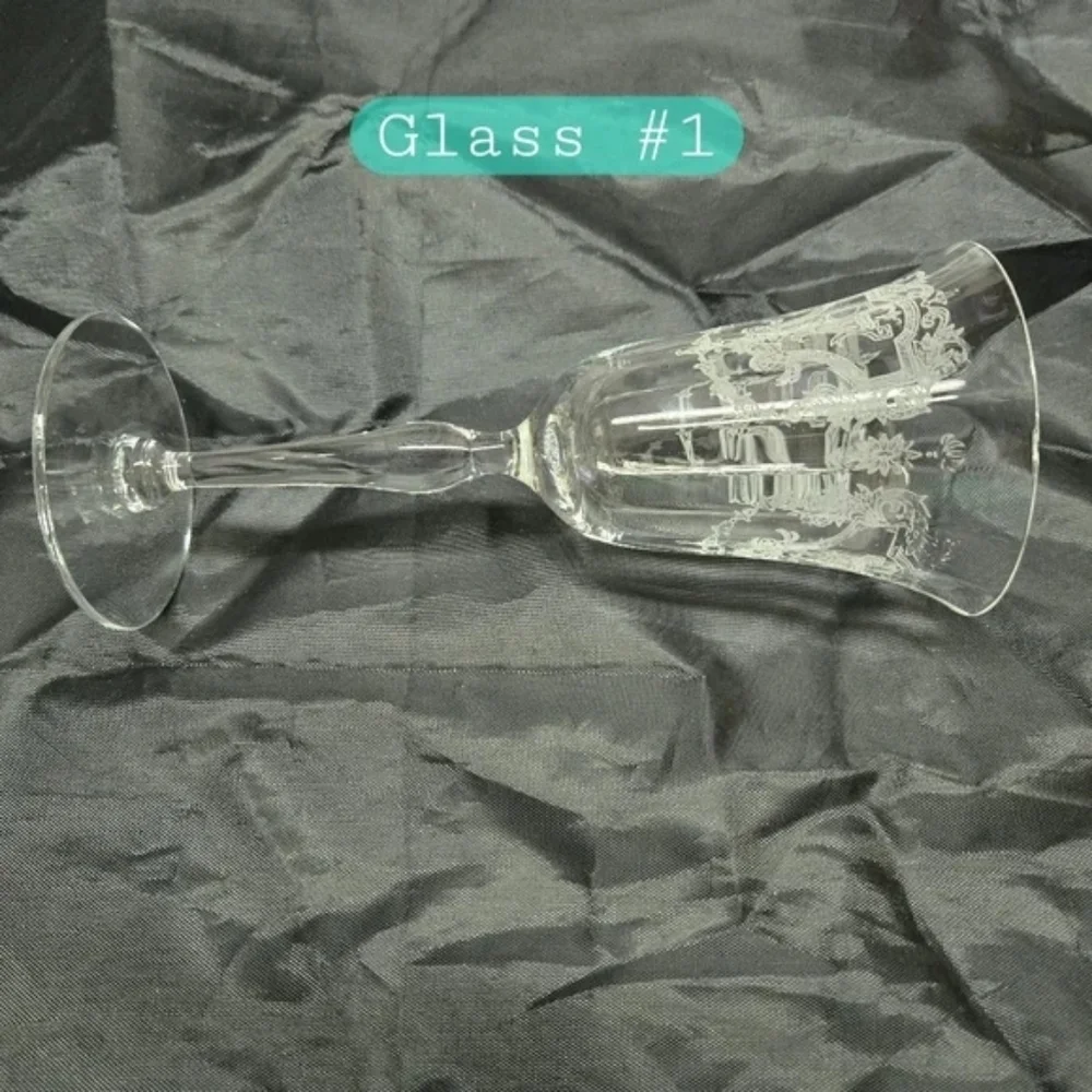 3 Morgantown Glass Co's Virginia Cordial Etched in Clear Wine/Water Glass - Picture 5 of 16